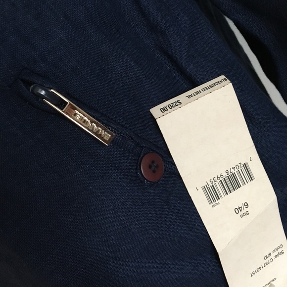 Emanual Ungaro navy long sleeved linen zip up hoodie jacket - Picture 6 of 6